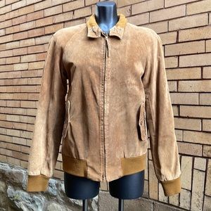 Vintage 70’s Lakeland Tan Suede Bomber Jacket Size 38